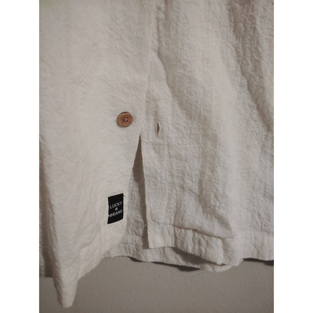 Lucky Brand Men's White Short Sleeve Camp Collar Button Up Shirt Size M - Picture 3 of 4